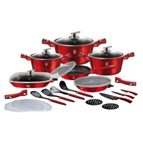 Berlinger Haus - BH/7184 - Set von 24 PC -Küchenutensilien mit abnehmbarem Griff, Bordeaux Edition von Metal Line