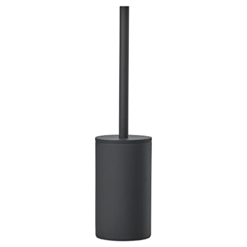 Zone Denmark Karma Toilettenbürste, WC Bürste aus Steinzeug, Klobürste in Schönem Dänischem Design, Bürstengarnitur mit Bürste und Halter fürs Badezimmer, Stehend, Durchm. 9,2 cm, Höhe 38 cm, Schwarz