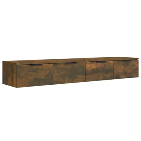 vidaXL 2X Wandschrank TV Schrank Hängeschrank Fernsehschrank Lowboard Fernsehtisch TV Möbel Lagerschrank Wohnzimmer Räuchereiche 68x30x20cm Holzwerkstoff