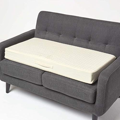 Homescapes Feste Sofa-Auflage 100x50 cm Creme, 10 cm hohes Sitzkissen Baumwolle, Sitzerhöhung orthopädischer Schaumstoff