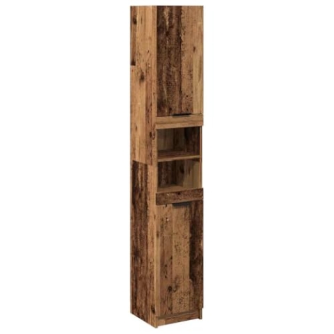 vidaXL Badschrank Altholz-Optik 32x34x188,5 cm Holzwerkstoff, Badezimmerschrank, Badschrank hoch, Badmöbel, Badezimmermöbel, Badezimmerschrank hoch
