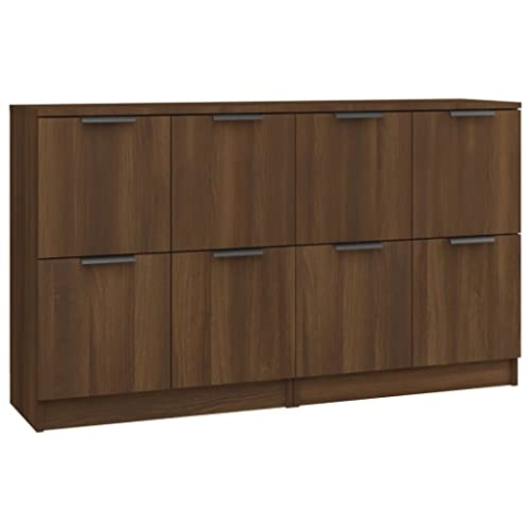 vidaXL 2X Sideboard Kommode Anrichte Schrank Beistellschrank Mehrzweckschrank Standschrank mit Türen Braun Eichen-Optik 60x30x70cm Holzwerkstoff