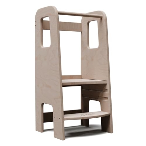Moblì Montessori 2-in-1 Lernturm & Tritthocker - Stabiler Learning Tower für Kinder ab 1 Jahr, Fördert Selbstständigkeit, Sichere Kindertritt Möbel für Baby- & Kleinkinderzimmer