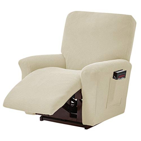 ele ELEOPTION Recliner Sofabezug, Stretch Ruhesessel Bezug, Spandex Jacquard 4-teilige Relaxsessel Bezug, Stretchhusse für Liegesessel Relaxsessel Massagesessel (Beige)