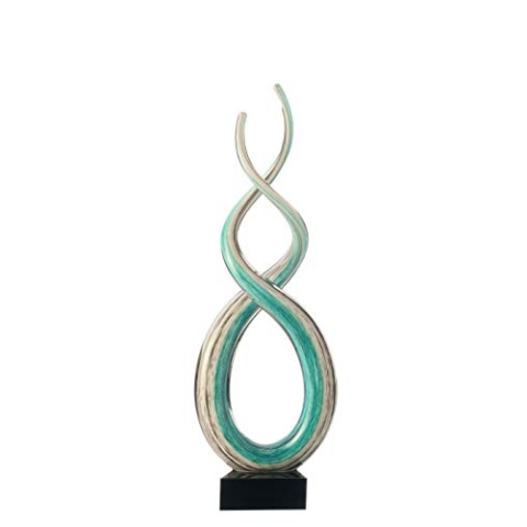 Leonardo Skulptur Rotate, geschwungenes Glas im extravaganten Stil, stehend auf einem schwarzen Sockel, türkis, 38,5 x 13 x 8 cm, 1,5 kg, 064114