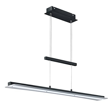 Reality Leuchten LED Pendelleuchte Smash R32421132, Metall Schwarz matt, Glas weiß satniert oder klar, inkl. 18 Watt LED, 4 fach Touch