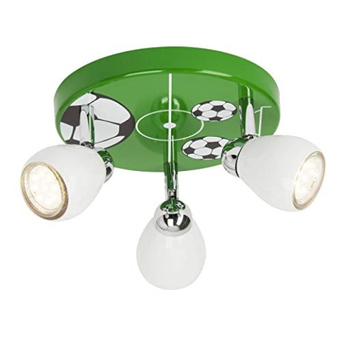 BRILLIANT Lampe Soccer LED Spotrondell 3flg weiß/grün-schwarz-weiß | 3x LED-PAR51, GU10, 3W LED-Reflektorlampen inklusive, (250lm, 3000K) | Köpfe schwenkbar