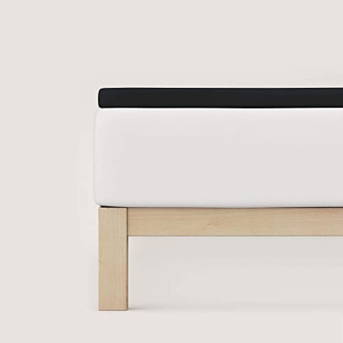 Schlafgut Pure Topper Spannbettlaken S bis 100x220cm Off-Black aus 100% Bio-Baumwolle Spannbetttuch Bettlaken