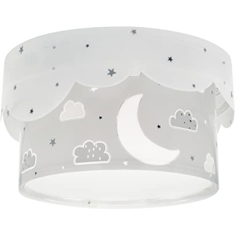 Dalber Deckenlampe kinderzimmer, Deckenleuchte für Kinder Moon Mond und Sterne Grau, Deckenlampe Kinderzimmer, 61236E, E27