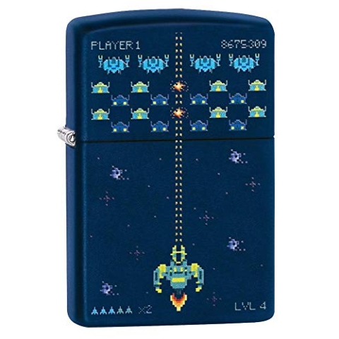 ZIPPO – Pixel Game - Navy Blue Matte - Color Image- Sturmfeuerzeug, nachfüllbar, in hochwertiger Geschenkbox