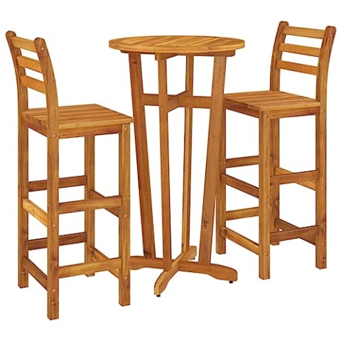 vidaXL Gartenbar Set 3-TLG., Gartenmöbel Bartisch 2 Barstühle, Stehtisch Barhocker für Garten Terrasse, Sitzgruppe Gartenset, Massivholz Akazie