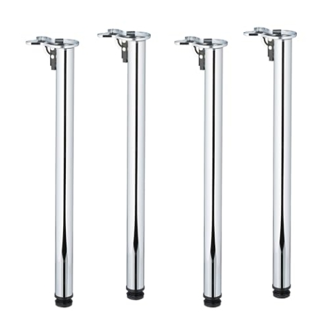 Relaxdays Tischbeine, 4er Set, HxD: 71 x 5 cm, klappbar, Tischfüße für Esstisch, Schreibtisch, Eisen, Klappfüße, Silber