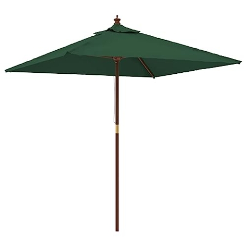 vidaXL Sonnenschirm, Gartenschirm mit Holzmast UV-Schutz, Strandschirm mit Belüftung 4 Rippen, Marktschirm Balkonschirm Terrassenschirm, Grün