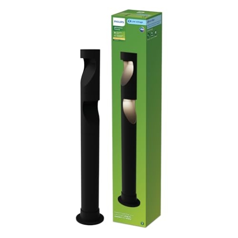 Philips Desi Outdoor GardenLink Niedervolt- Sockelleuchte, 24 V, 2700K warmweißes Licht, 180 lm, Schwarz, Starter-Set, 3er Pack, EU-Stecker