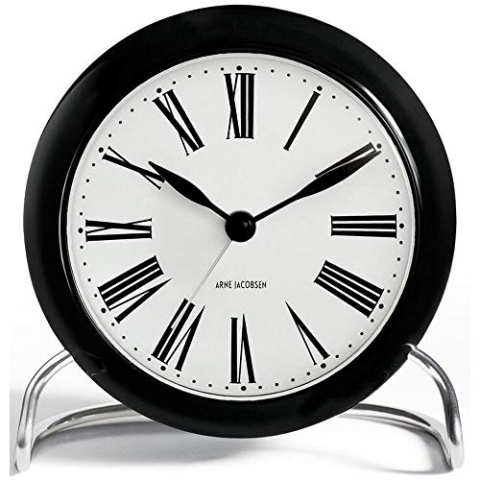 Arne Jacobsen Tischuhr Ø11 cm Roman Snoozefunktion Originaldesign, Weiss