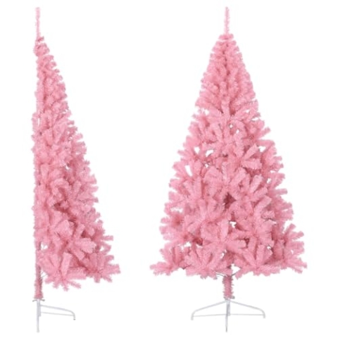 vidaXL Künstlicher Halb Weihnachtsbaum mit Ständer Christbaum Tannenbaum Dekobaum Kunstbaum Weihnachten Dekoration Weihnachtsdeko Rosa 240cm PVC