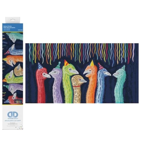 DIAMOND DOTZ 2592724 Original 5D Diamond Painting Set, Partyhühner, DIY Diamant-Malerei-Kit mit runden Glitzersteinen für Erwachsene und Kinder ab 12 Jahren, Intermediate