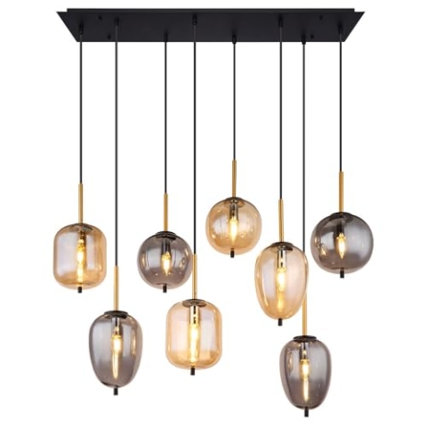 GLOBO LIGHTING Hängeleuchte Deckenleuchte Pendellampe Messing-matt Amber-Glas Esszimmerleuchte