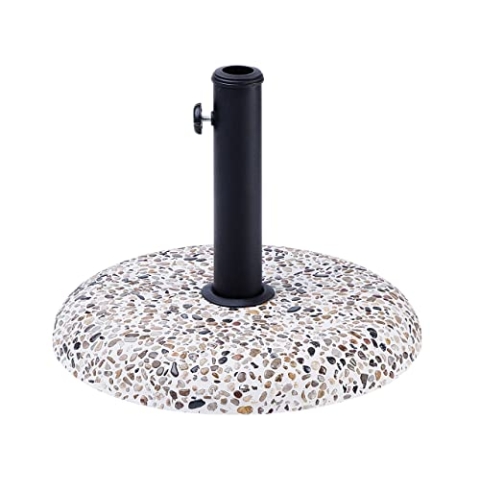 Moderner Sonnenschirmständer weiß aus Beton in Steinoptik rund ⌀ 47cm Cevo