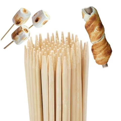Relaxdays Grillspieße aus Bambus, 500er Set, für Marshmallows u. Stockbrot, Lagerfeuer, universal, 90 cm lang, natur