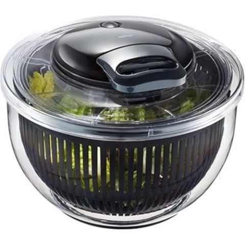 GEFU Salatschleuder PULLIT – Ø 24 cm Schleuder mit Seilzugantrieb & Stopp-Button | Schonendes Trocknen bei hoher Drehzahl | 4,5 l Volumen | rutschfest