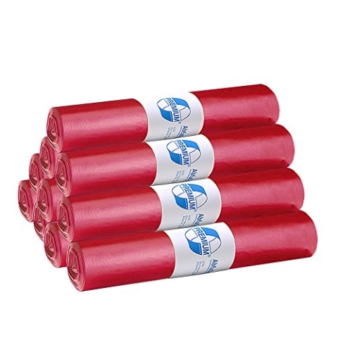 10er SET DEISS 11021 - PREMIUM - 120 Liter Abfallsäcke Typ 60 ROT - 25 Stk. je Rolle/Recycling-LDPE/Emil Deiss/Abfallsäcke/Typ 60