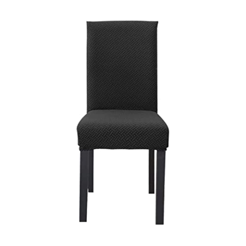 INTIRILIFE 6X Elastischer Stuhlhusse Stuhlüberzug in Gemustert SCHWARZ mit 38-45 cm Sitzfläche und 45-65 cm Lehnenhöhe - Für Partys Hochzeiten Hotels oder Zuhause im Esszimmer