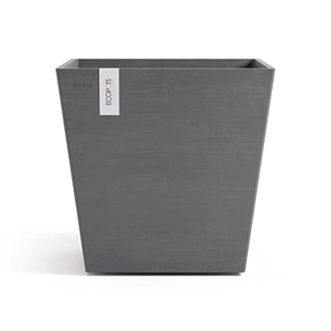 Ecopots Blumentopf Rotterdam Grau - 50 x 50 cm quadratisch groß - Pflanzentopf aus Recycling Kunststoff - Übertopf modern für Indoor und Outdoor