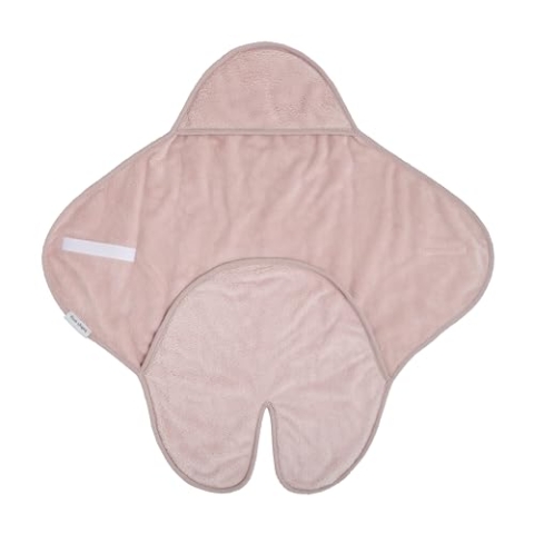 Baby's Only - Kapuzendecke mit Füßen - Einschlagdecke für den autositz 0+ - für 5-Punkt-Gurten Maxi Cosi - mit Teddy-Stoff - für Mädchen - Alt Rosa