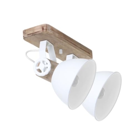 Deckenleuchte 2er Spot Steinhauer 7969W Wandlampe Vintage E27 Rustikal Holz Metall Strahler Braun Weiß