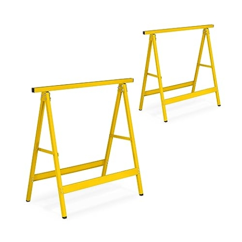Relaxdays Arbeitsbock 2er Set, klappbar, 100 kg, HBT: 74 x 78 x 40 cm, Allzweckbock Werkstatt, Tapezieren, Malern, gelb, Stahl
