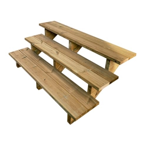 Außentreppe Holz, 2 bis 7 Stufen, fertiges Set, Gartentreppe aus Holz, für Garten, Balkon und Terrasse (3 Stufen ohne Setzstufen,140 cm)