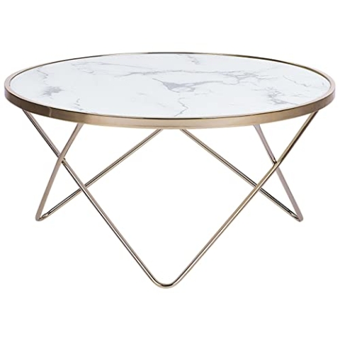Designer Couchtisch rund Marmor/Gold Meridian