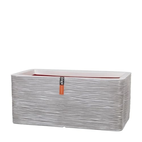 Capi Europe - Gefäß rechteckig Rib NL - 73x39x32 - Elfenbein - Öffnung Ø31 - Blumentopf für den Innen- und Außeneinsatz - Bruchsicher - 100% recycelbar - KOFI963