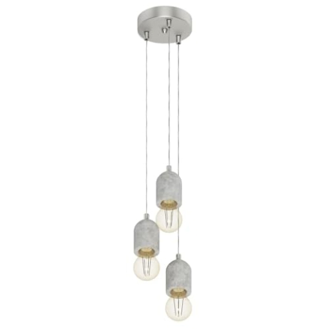 EGLO Pendelleuchte Silvares, 3 flammige Hängelampe Vintage, Industrial, Hängeleuchte aus Stahl und Beton in Grau, Esstischlampe, Wohnzimmerlampe hängend mit E27 Fassung