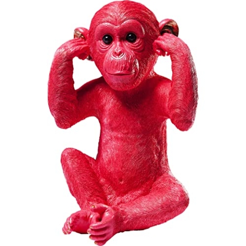 Kare Design Spardose Monkey Kikazaru, Rot, Affen Sparbüchse, Sparschwein, Tierfigur Sparbox, Geldaufbewahrung, Deko Figur, Geschenk, 35x24x23 cm (H/B/T)