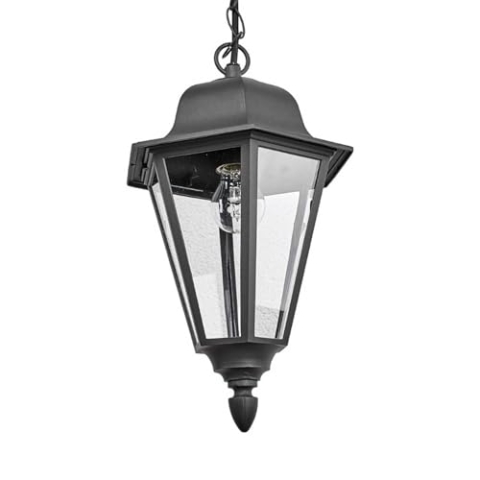 Lindby Außenleuchte Edana (spritzwassergeschützt (Modern) in Schwarz aus Aluminium (1 flammig, E27) - Pendelleuchte außen