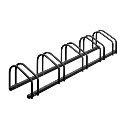 Relaxdays Fahrradständer, für 5 Fahrräder, Stahl Bodenparker, Reifenbreite 60mm, Abstellständer, Fahrradstand, anthrazit