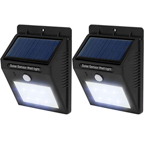 TecTake 6 LED Solar Außenleuchte Wandlampe Gartenleuchte mit Bewegungsmelder - diverse Mengen - (2 Stück | Nr. 401735)