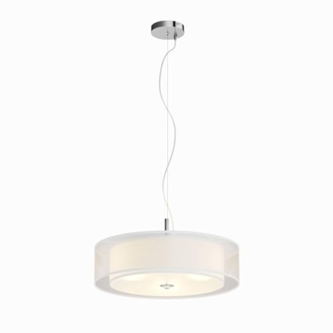 Lindby Pendelleuchte Textil 50 cm, Hängeleuchte Stoff 2 Textilschirme Hängelampe weiß 3x E27 ohne Leuchtmittel Wohnzimmerlampe Schlafzimmerleuchte