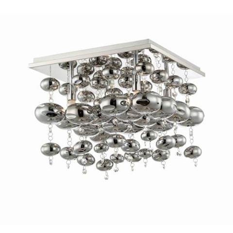 Lindby Glas Deckenlampe, Deckenleuchte Glaskugel Glaskristalle 4x G9 ohne Leuchtmittel Wohnzimmerlampe Schlafzimmerlampe Esszimmerlampe Büro