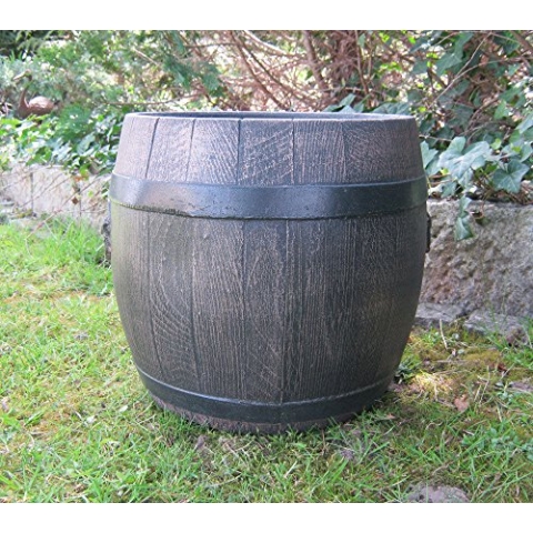 Pflanzgefäß Bolera aus Kunststoff, leicht und wetterfest, Durchmesser 30 x H 31 cm, Holz-Effekt