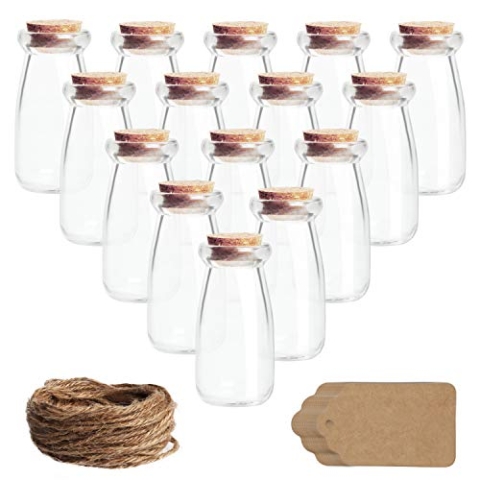 BELLE VOUS Mini Glasflaschen mit Korken, Etiketten und Schnur (30er Pack) - 100 ml - Kleine Phiolen zum Befüllen Luftdicht mit Etiketten für Hochzeitsgeschenke, Party, Küchengewürze und Marmelade