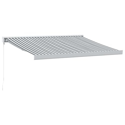 vidaXL Markise Einziehbar, Gelenkarmmarkise Wandmontage, Sonnenmarkise für Garten Terrasse, Balkonmarkise, Anthrazit Weiß Stoff Aluminium