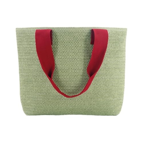 REMEMBER Korbtasche "Lime green" mit Druckknopf aus Papierstroh und Baumwolle