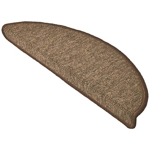 Beautissu Treppenstufen Matten 55x15 cm – 15 Stück Schmale Treppen Stufenmatten Selbstklebend Innen Treppenmatten Stufenmatte Teppich Treppenteppich Stufenteppich Halbrund Braun – ProStair