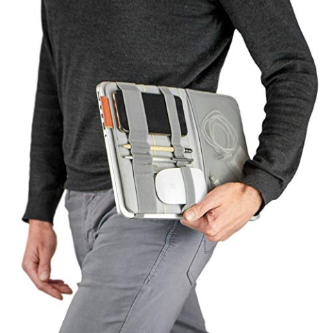 Beblau | FOLD | tragbarer Organizer, der an Ihren Geräten befestigt werden kann | für Büro, Zuhause und Schule | Laptop-Zubehör | Rucksack-Organizer | GESCHENK GRAU