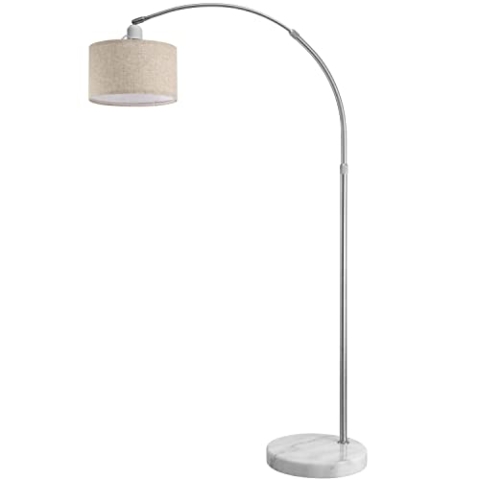MONZANA® Bogenlampe Stoffschirm Marmorfuß 150-175 cm Höhenverstellbar Fußschalter Schwenkbar E27 Wohnzimmer Schlafzimmer Stehlampe Standleuchte Leinen