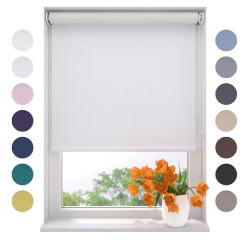 Radeco® Verdunkelungsrollo 140 x 190 cm weiß, Größen von 40 bis 240 Breite, ohne Bohren möglich, Rollo wandmontage, Rollo 140 cm breit, Fenster rollos für innen, rollos für Fenster