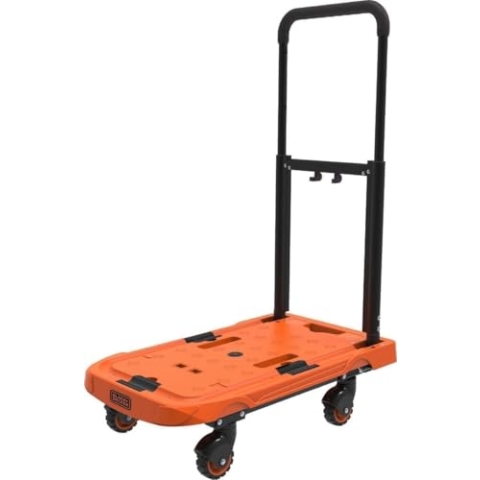 Black+Decker Faltbarer Rollwagen - Transportwagen - Max. 90 KG - Höhenverstellbarer Griff - 61.4 x 37x3 x 89.4 cm - Orange